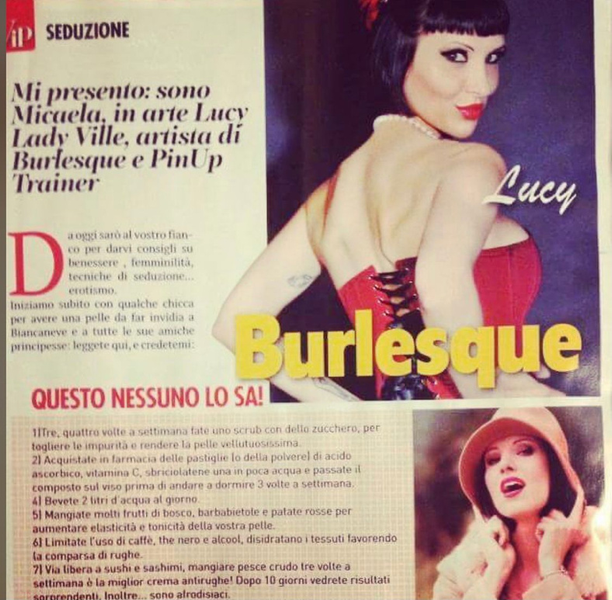 Micaela Martinis in arte Lucy Lady Ville, artista di burlesque e pin-up trainer — rassegna stampa